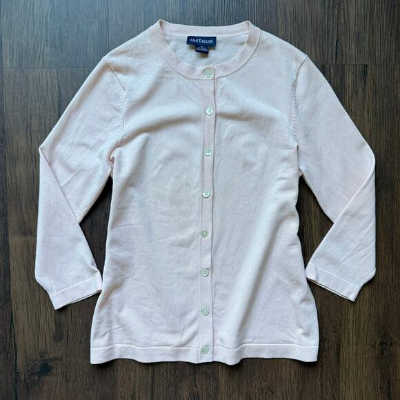 Ann Taylor Pastel Pink Silk Blend Cardigan Women’s Small - Picture 1 of 7